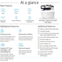 Imprimante Multifonction Laser HP Color LaserJet Pro M479fnw (W1A78A)