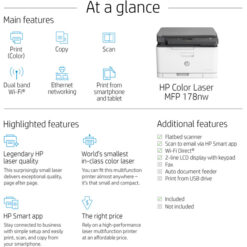 Imprimante Multifonction Laser Couleur HP 178nw (4ZB96A)