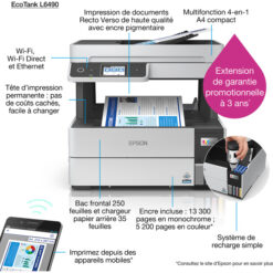 Imprimante multifonction Epson EcoTank L6490 à réservoirs rechargeables (C11CJ88404)