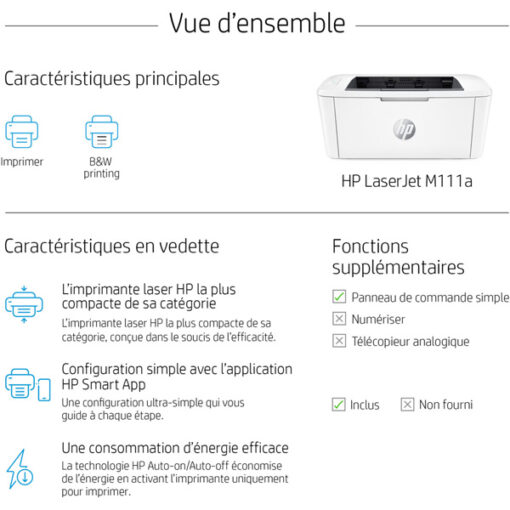 Imprimante Laser Monochrome HP LaserJet M111a (7MD67A)
