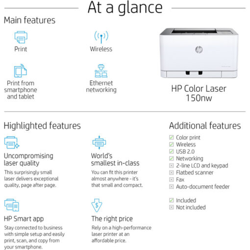 Imprimante Laser Couleur HP 150nw (4ZB95A)