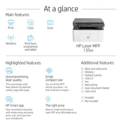 Imprimante Multifonction Laser Monochrome HP 135w (4ZB83A)